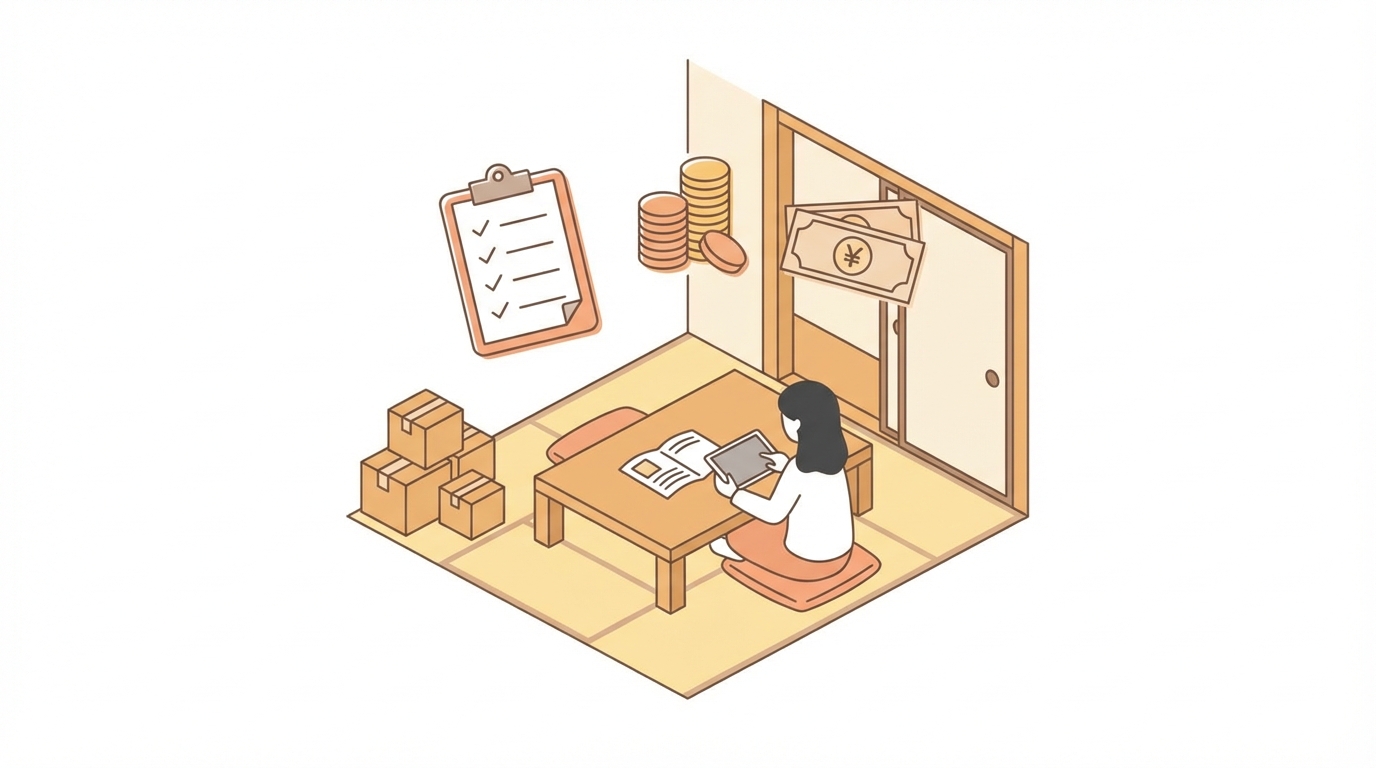 Flat design illustration of a Japanese apartment r...