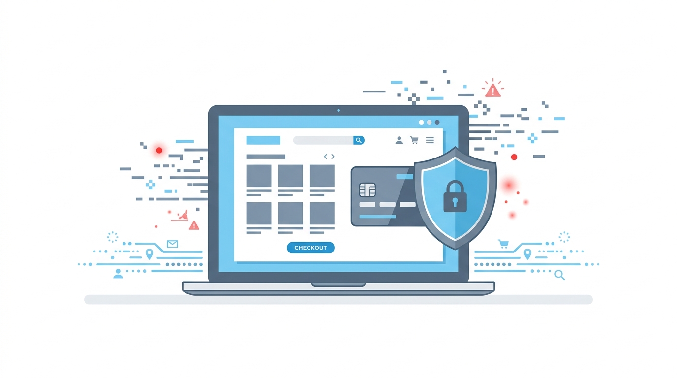 ECサイトのカード情報流出と賠償リスクを解説するイメージ