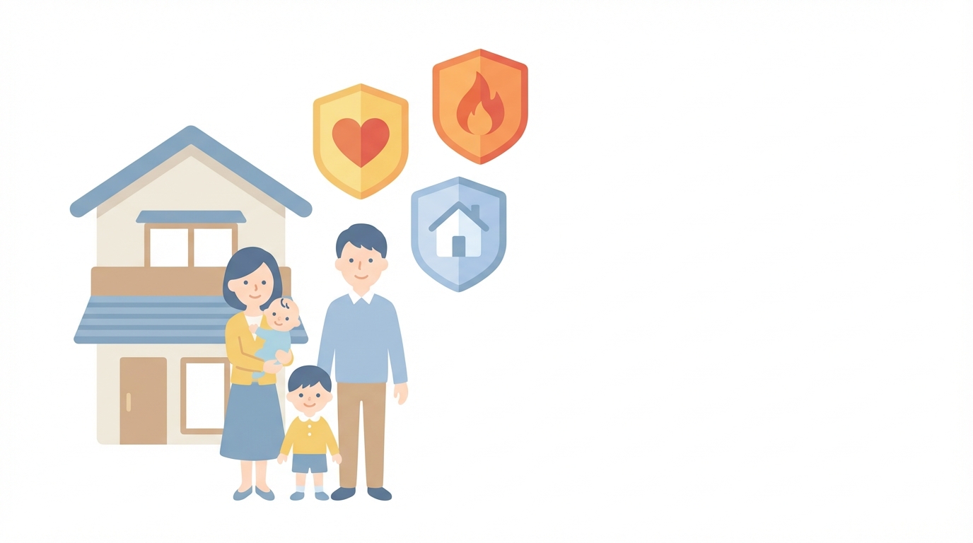 Flat design illustration of a Japanese family stan...