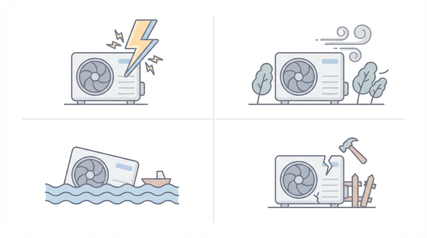 Flat design illustration showing different air con...