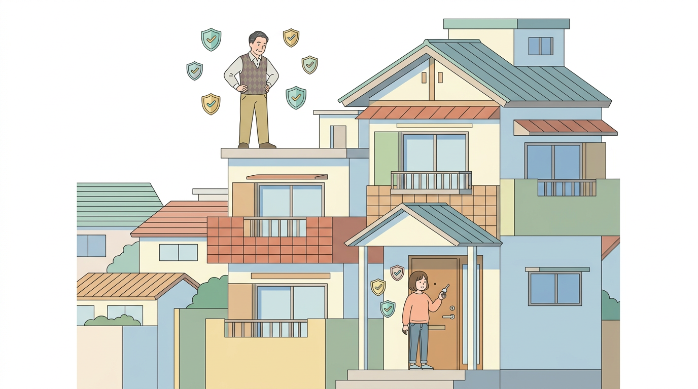 アパートの大家と入居者それぞれの火災保険のイメージイラスト