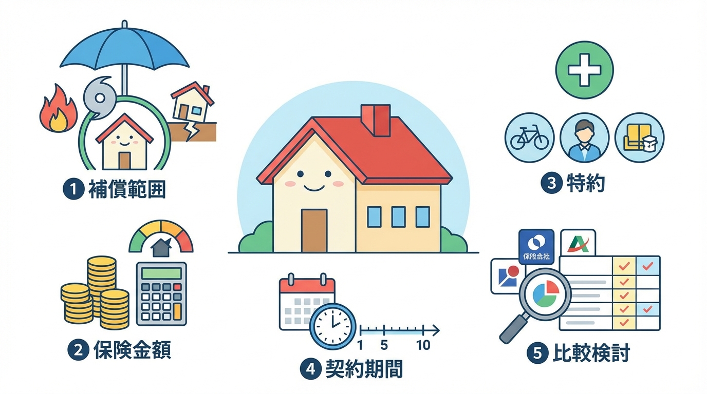 火災保険の選び方5ステップのイメージ