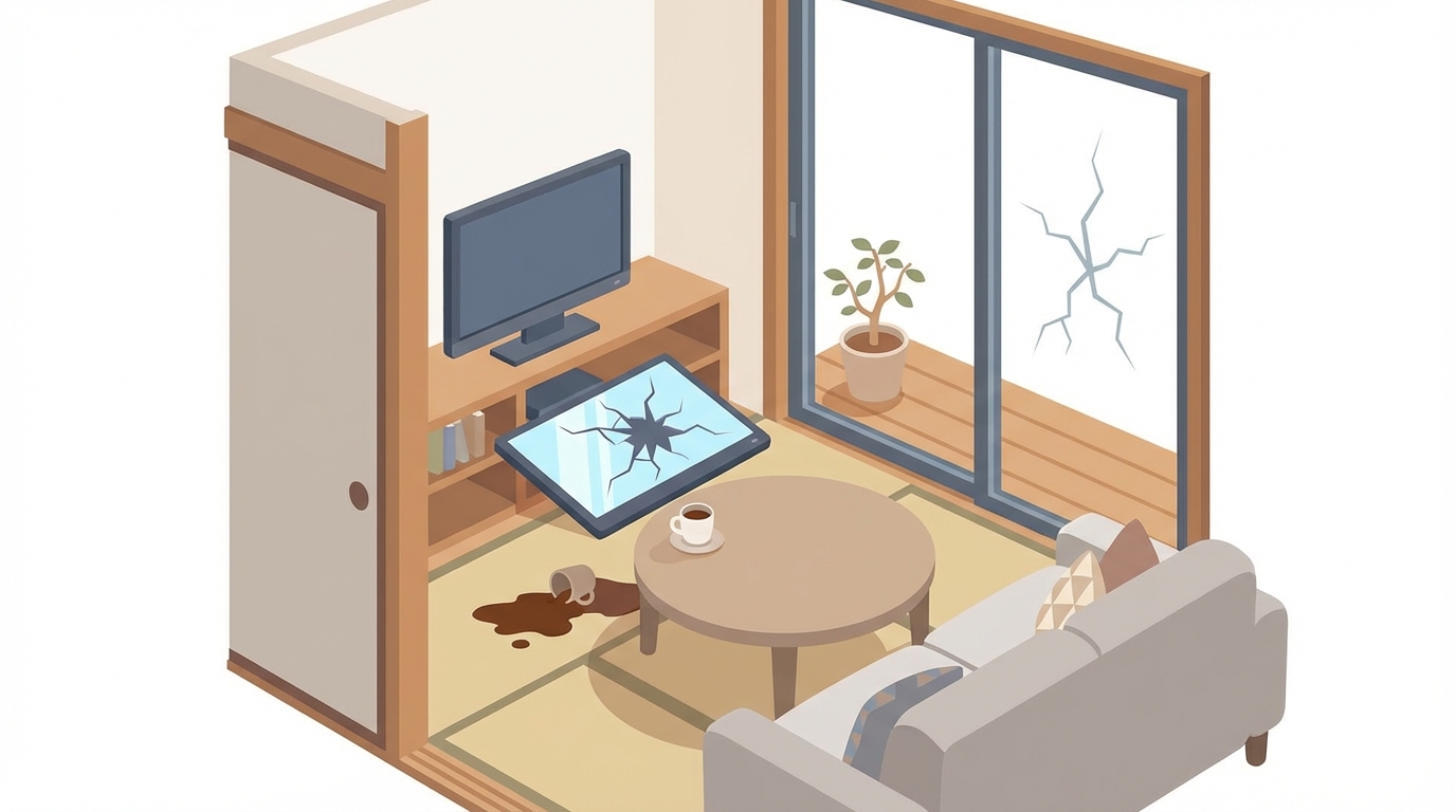 日常の事故による破損・汚損のイメージ