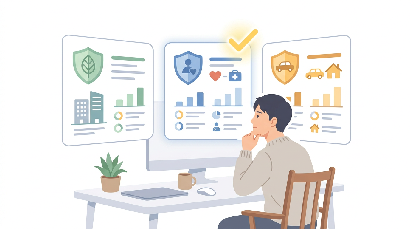 火災保険の複数社見積もり比較のイラスト