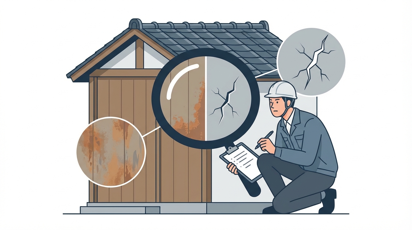 経年劣化と突発的損害の判定基準のイメージ