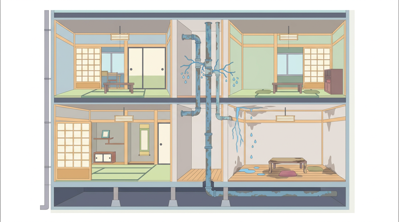 マンション排水管の漏水事故
