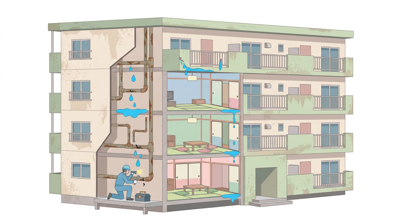 築古マンションの水漏れ事故のイメージ