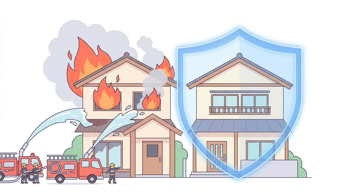 火災保険でもらい火に備えるイメージ