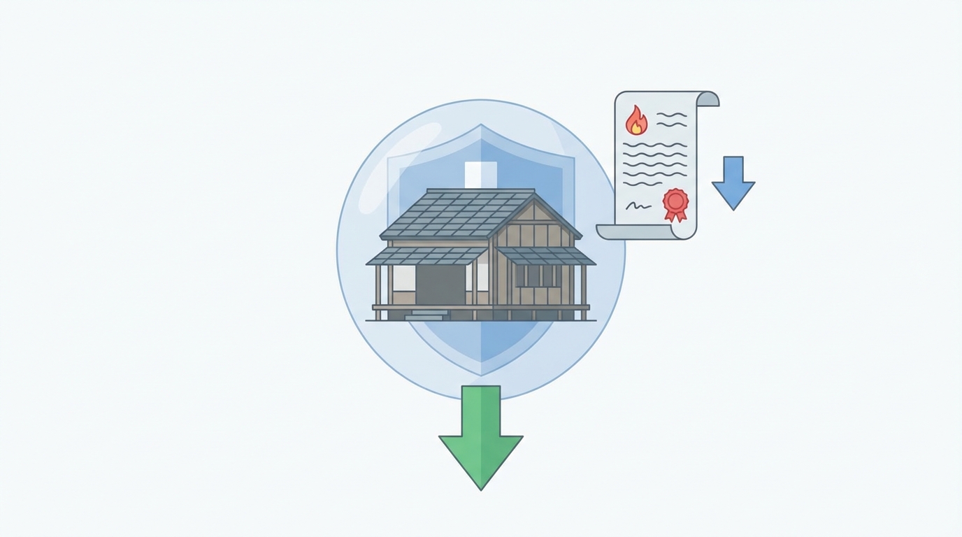 Flat design illustration showing a Japanese house...