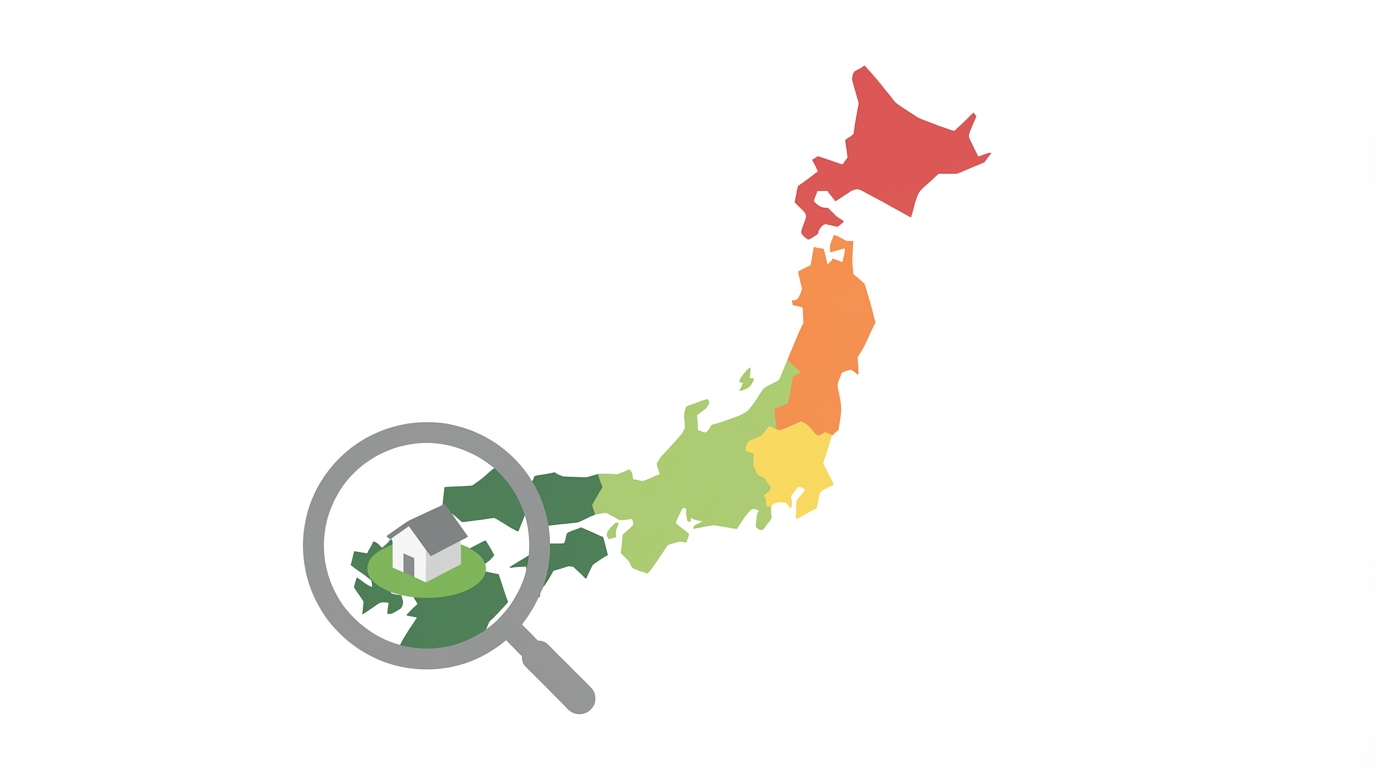 Flat design illustration showing a hazard map of J...