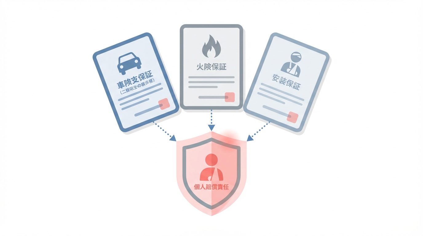 個人賠償責任特約の重複を示すイラスト