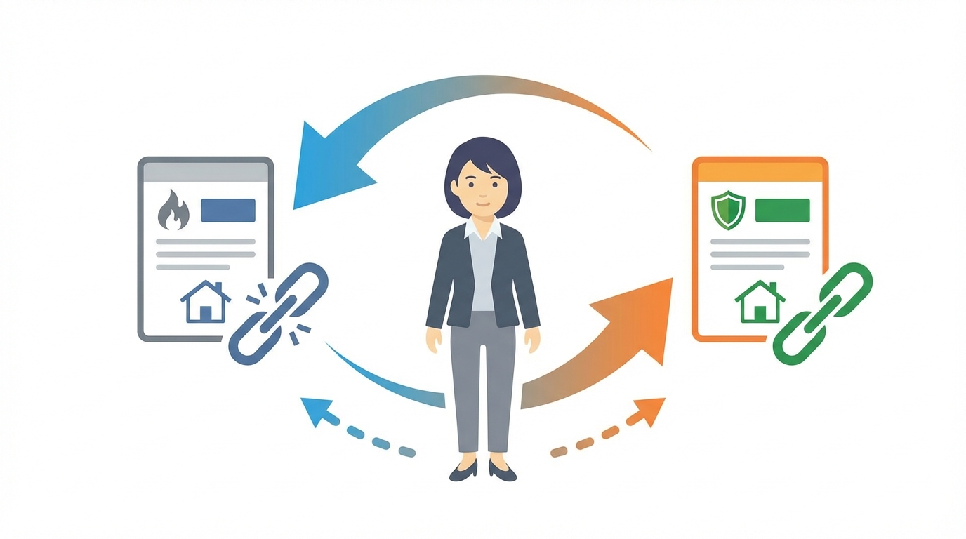 火災保険の乗り換え手順のイメージイラスト