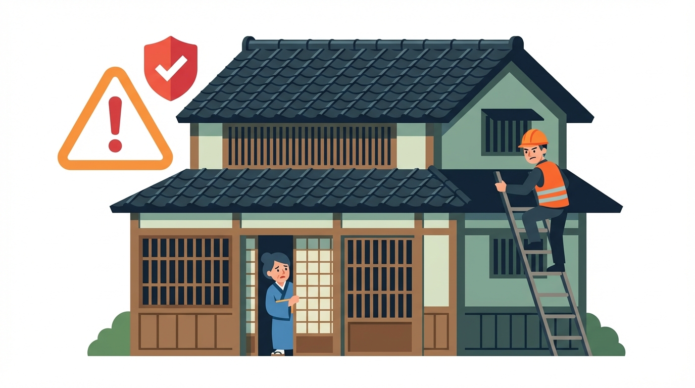 詐欺修理業者の訪問イメージ