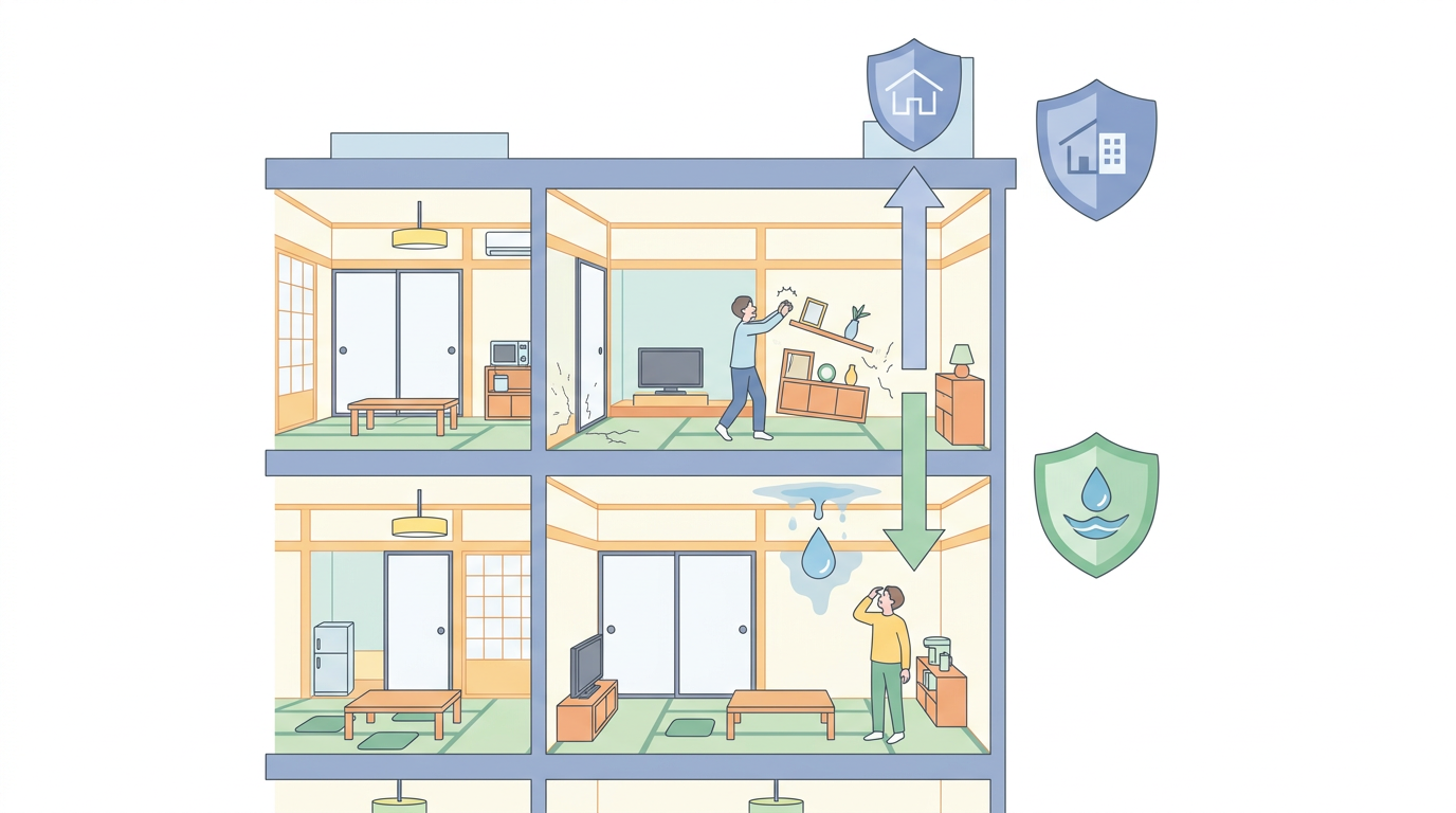 借家人賠償と個人賠償の違いを示すイラスト