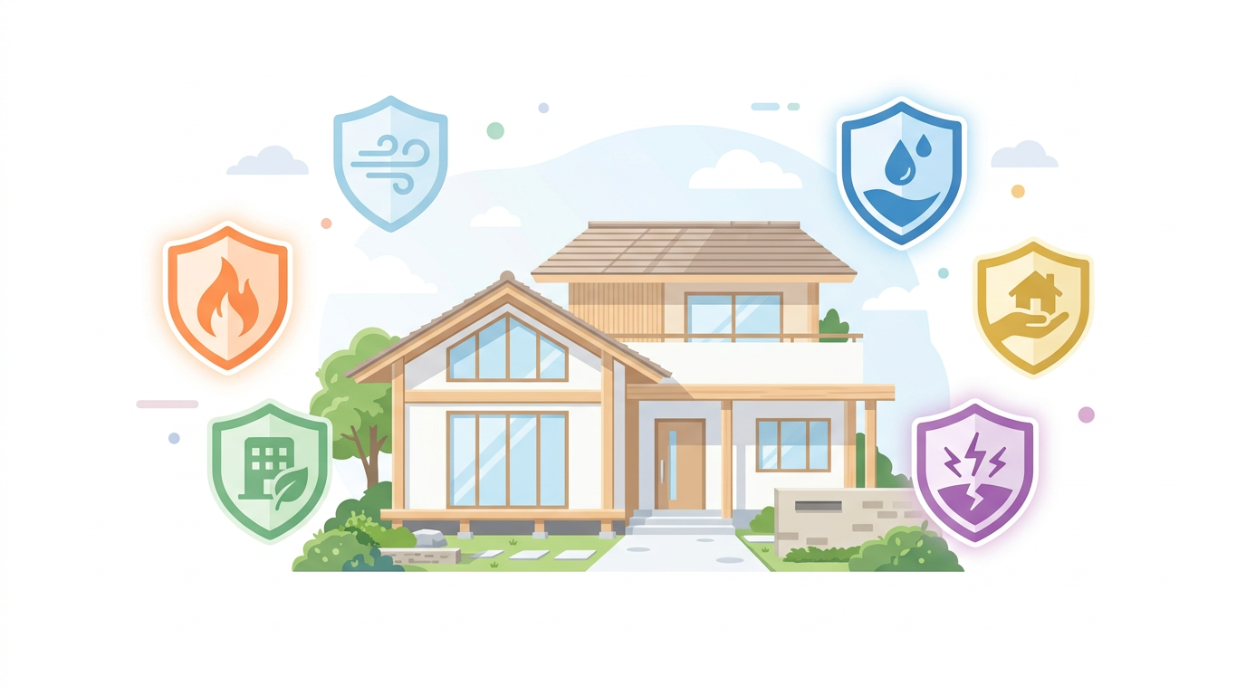 新築住宅の補償内容の選択肢を示すイラスト