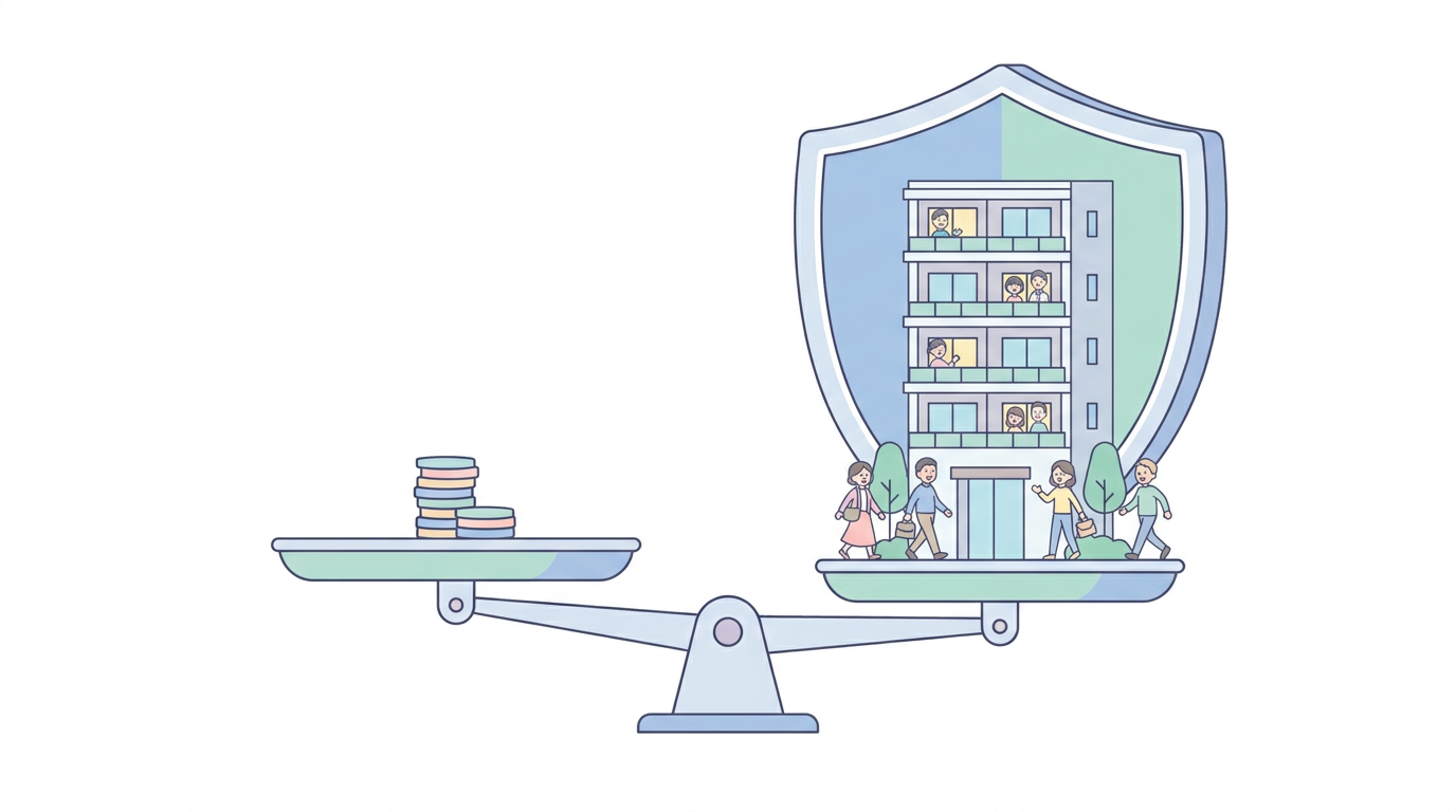 施設賠償責任保険の費用対効果を示すイラスト