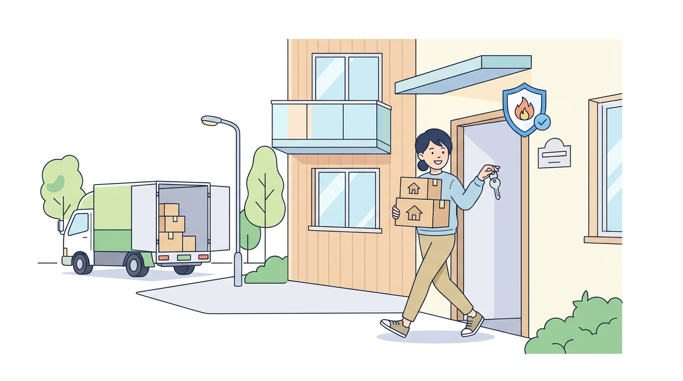 賃貸住宅への入居と火災保険のイメージイラスト