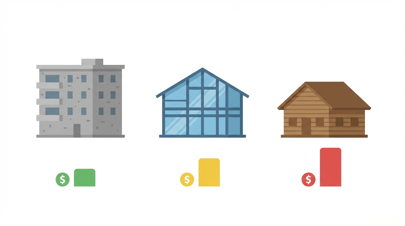 建物の構造級別による火災保険料の違いのイメージ