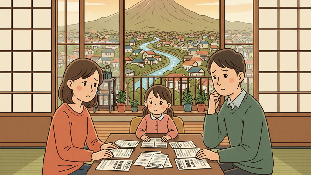 鹿児島市で火災保険の水災補償を検討する家族