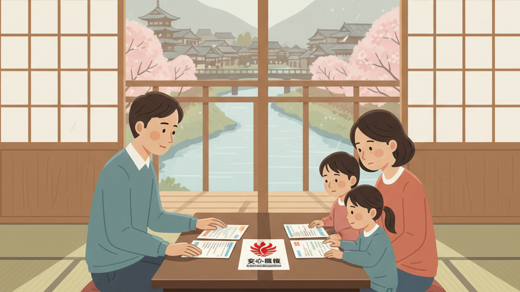 松山市で火災保険の水災補償を検討する家族