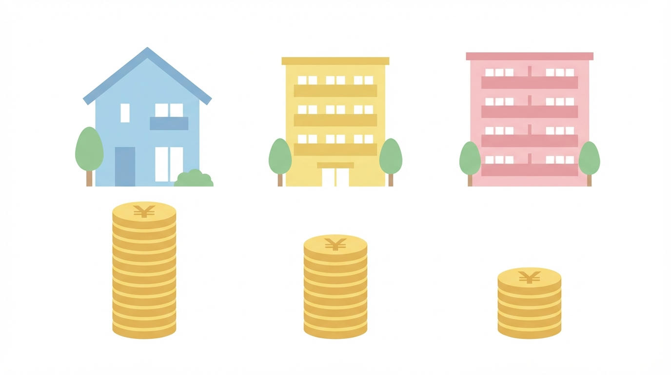 物件タイプ別の月額保険料比較イメージ