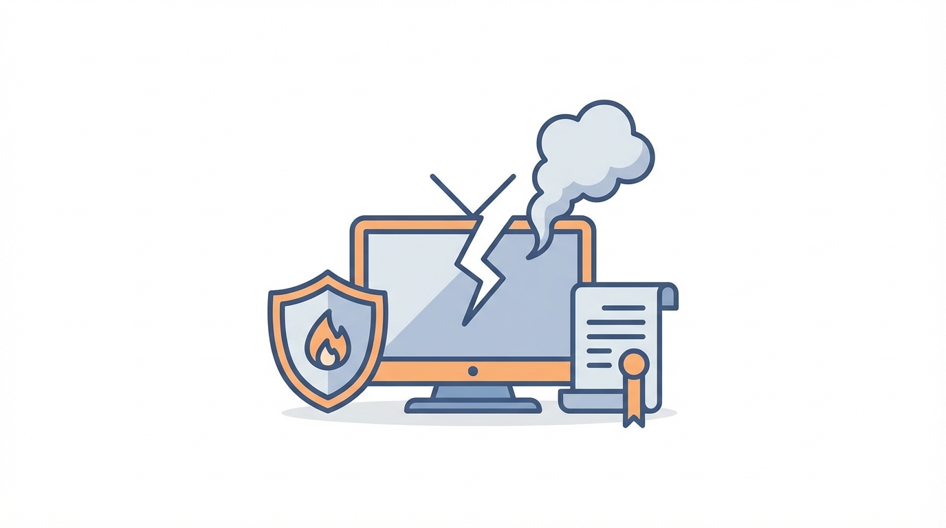 テレビ破損と火災保険の補償を表すイラスト