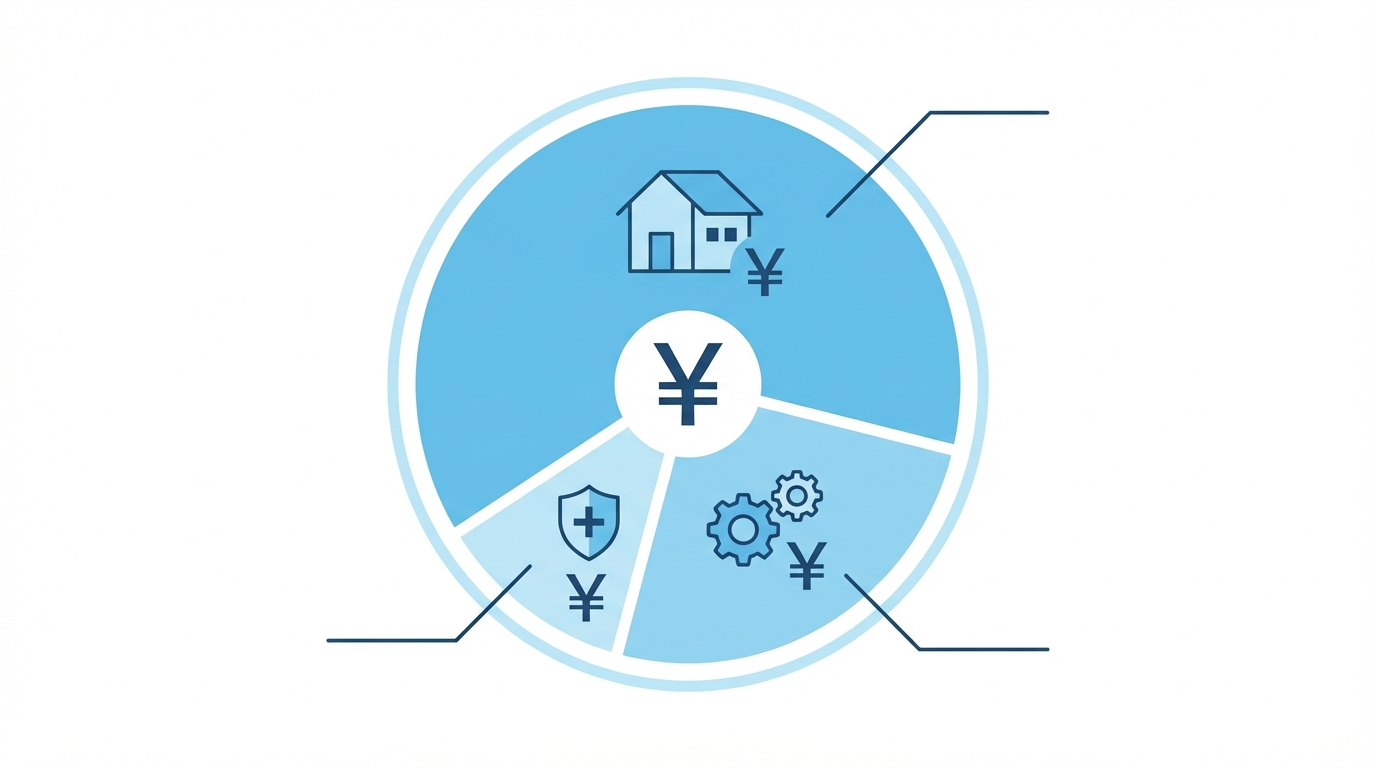 Flat design illustration of a cost breakdown chart...