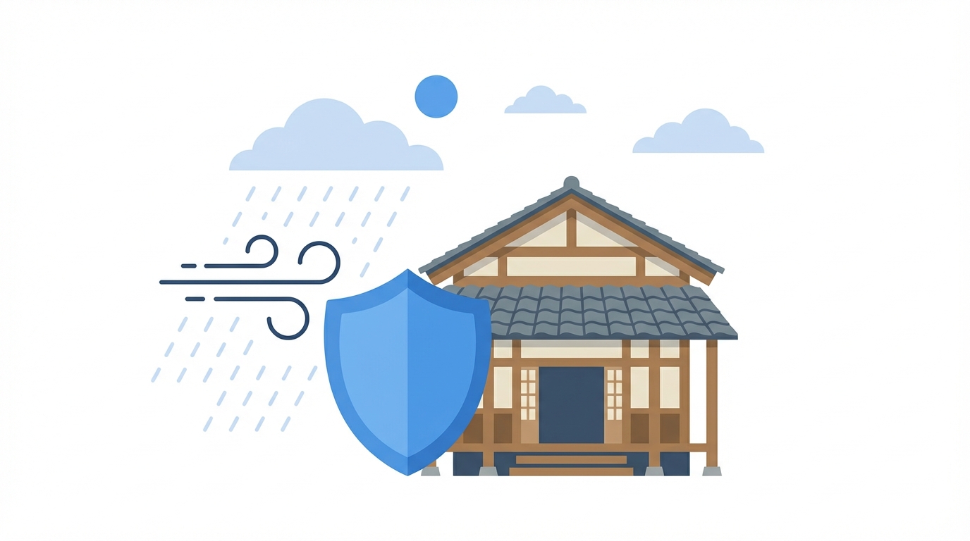 Flat design illustration of a Japanese house being...