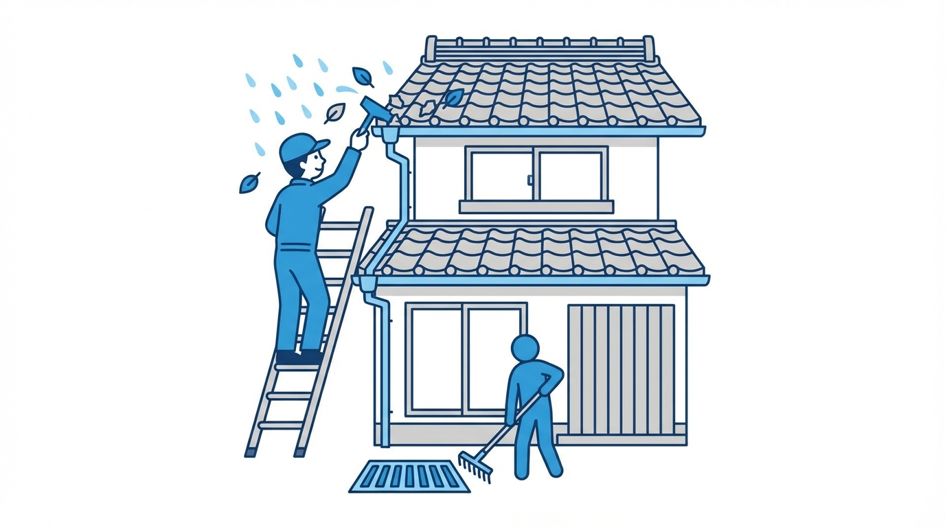 Flat design illustration of a person cleaning hous...